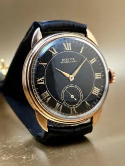 VINTAGE & FINE ROLEX MARCONI MANUAL HAND WINDING 1950's BLACK DIAL! WRISTWATCH !