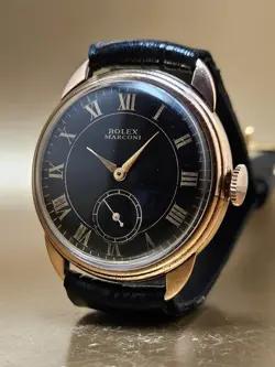 VINTAGE & FINE ROLEX MARCONI MANUAL HAND WINDING 1950's BLACK DIAL! WRISTWATCH !