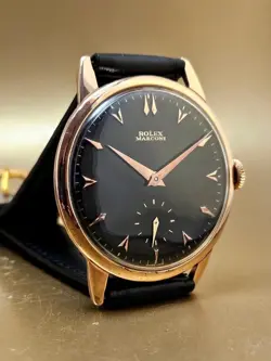 VINTAGE & FINE ROLEX MARCONI MANUAL HAND WINDING 1950's BLACK DIAL! WRISTWATCH !