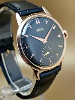 VINTAGE & FINE ROLEX MARCONI MANUAL HAND WINDING 1950's BLACK DIAL! WRISTWATCH !