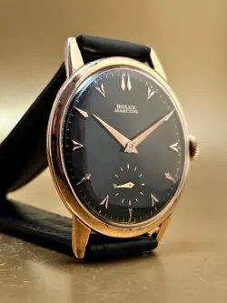 VINTAGE & FINE ROLEX MARCONI MANUAL HAND WINDING 1950's BLACK DIAL! WRISTWATCH !