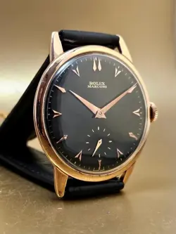 VINTAGE & FINE ROLEX MARCONI MANUAL HAND WINDING 1950's BLACK DIAL! WRISTWATCH !