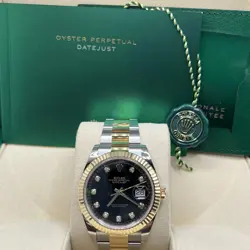 ROLEX DATEJUST 41 126333 18K FLUTED BLACK DIAMOND DIAL TWO TONE OYSTER BOX PAPER