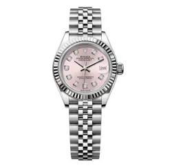 WOMEN'S 26MM ROLEX DATEJUST SS JUBILEE PINK MOP DIAMOND DIAL FLUTED BEZEL