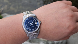 ROLEX MENS DATEJUST 1601 WHITE GOLD& STAINLESS STEEL BLUE ROMAN DIAL  WATCH
