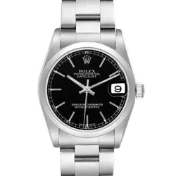 ROLEX DATEJUST 31 MIDSIZE BLACK DIAL STEEL LADIES WATCH 78240 BOX PAPERS