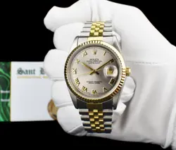 ROLEX - 36mm 18kt Gold & Stainless Steel DateJust Slate Roman 16233 - SANT BLANC