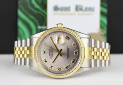 ROLEX - 36mm 18kt Gold & Stainless Steel DateJust Slate Roman 16233 - SANT BLANC