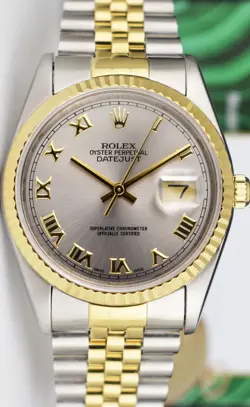 ROLEX - 36mm 18kt Gold & Stainless Steel DateJust Slate Roman 16233 - SANT BLANC