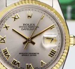 ROLEX - 36mm 18kt Gold & Stainless Steel DateJust Slate Roman 16233 - SANT BLANC