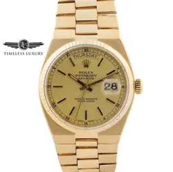 MEN'S ROLEX DAY-DATE OYSTERQUARTZ 19018 PRESIDENT 18K GOLD 36MM CHAMPAGNE DIAL