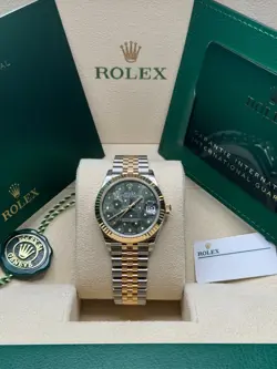 ROLEX DATEJUST 31 NEW 2024 GREEN FLORAL DIAMOND DIAL TWO TONE JUBILEE FLUTED