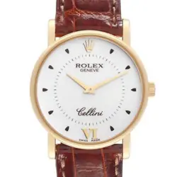 Rolex Cellini Classic Yellow Gold Silver Dial Mens Watch 5115 Papers