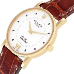 Rolex Cellini Classic Yellow Gold Silver Dial Mens Watch 5115 Papers