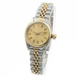 LADIES ROLEX OP DATE TWO-TONE WATCH 6917 CHAMPAGNE DIAL 26MM AS-IS #W163754-1