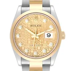 ROLEX DATEJUST STEEL YELLOW GOLD ANNIVERSARY DIAMOND DIAL WATCH 126203 BOX CARD