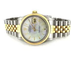 1986 Rolex Datejust 16013 Two-Tone Gold & Steel Custom MOP Dial 36mm Watch