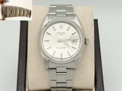 ROLEX DATE 1500 SILVER DIAL STAINLESS STEEL 34MM