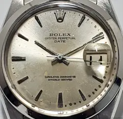 Rolex Oyster Perpetual Date 1500 Mens Vintage Steel Wrist Watch