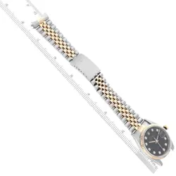 ROLEX DATEJUST STEEL YELLOW GOLD BLACK DIAMOND DIAL MENS WATCH 16233