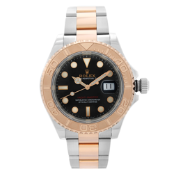 ROLEX YACHT-MASTER 40 18K ROSE GOLD STEEL BLACK DIAL AUTOMATIC MENS WATCH 126621