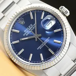 ROLEX MENS DATEJUST 16014 BLUE DIAL 18K WHITE GOLD BEZEL & STAINLESS STEEL WATCH