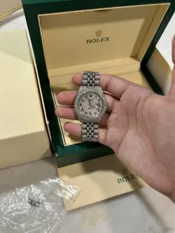 ROLEX 36MM ARABIC DIAL DATEJUST DIAMOND FULLY ICED OUT NATURAL DIAMONDS