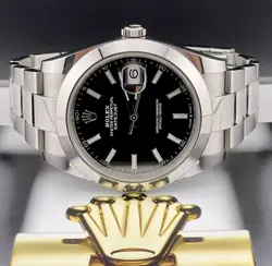 ROLEX DATEJUST 41 SMOOTH BEZEL BLACK DIAL OYSTER BRACELET STAINLESS STEEL 126300