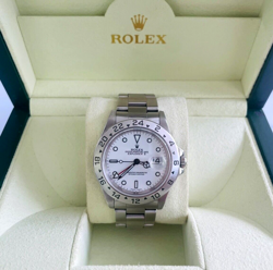 ROLEX EXPLORER II 16570 POLAR WHITE DIAL 40MM STAINLESS STEEL W/ BOX SERVICED