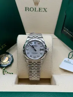 ROLEX DATEJUST 31 NEW 2024 MOTHER OF PEARL DIAL SCATTERED DIAMOND BEZEL JUBILEE