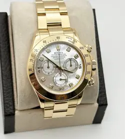 ROLEX DAYTONA 116528 FACTORY MOTHER OF PEARL DIAMOND DIAL 18K YELLOW GOLD 40MM