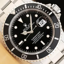 ROLEX MENS SUBMARINER DATE 16610 BLACK DIAL 40MM STEEL OYSTER WATCH W/ PAPER