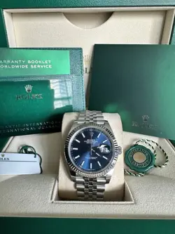 ROLEX DATEJUST 41MM FLUTED BEZEL 126334 BLUE INDEX DIAL JUBILEE BRACELET STEEL