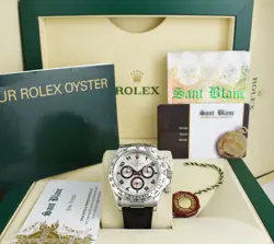 ROLEX 18KT WHITE GOLD DAYTONA SILVER ARABIC DIAL BLACK STRAP 116519 - SANT BLANC
