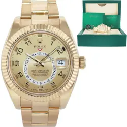 2017 MINT ROLEX SKY-DWELLER YELLOW GOLD CHAMPAGNE ARABIC 326938 WATCH BOX