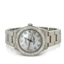 ROLEX 31MM OYSTER PERPETUAL 1.50CT DIAMONDS MOP DIAL STEEL WATCH