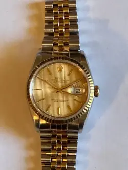 ROLEX DATEJUST 36MM JUBILEE 18K GOLD STEEL CHAMPAGNE DIAL MENS WATCH 16233 1992