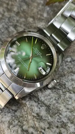 VINTAGE ROLEX DATE 1500 OLIVE GREEN 2-TONE DIAL MEN'S AUTOMATIC WATCH 1967