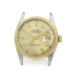 MEN'S ROLEX OP DATEJUST TWO-TONE WATCH HEAD 1601 DIAMOND DIAL 36MM #W166576-1
