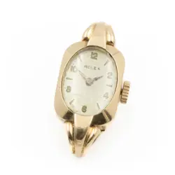LADIES ROLEX COCKTAIL WATCH HEAD 14K GOLD CASE SILVER DIAL MANUAL W165244-1