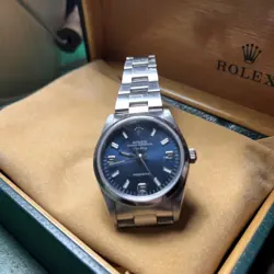ROLEX AIR-KING 14000M STEEL 34MM BLUE DIAL NO PAPERS.