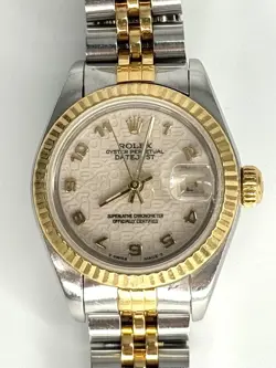 ROLEX OP DATEJUST TWO-TONE CREAM ARABIC JUBILEE DIAL 26MM WATCH 79173