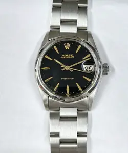 ROLEX 6694 BLACK DIAL OYSTERDATE PRECISION 34MM OYSTER WOMAN'S WATCH