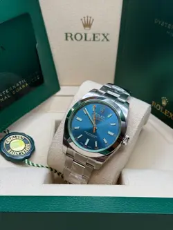Milgauss NEW Discontinued Blue Dial Green Crystal Stainless Steel