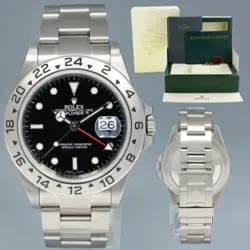 MINT 2005 ROLEX EXPLORER II 16570 STAINLESS STEEL BLACK DIAL GMT 40MM WATCH BOX