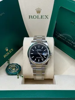 ROLEX DATEJUST 36 NEW 2023 BLACK INDEX DIAL 126234 FLUTED BEZEL OYSTER BRACELET
