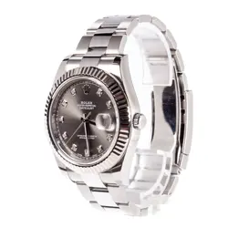 ROLEX DATEJUST II 116334 RHODIUM, GOLD BEZEL, 41MM, OYSTER BRACELET, B+P