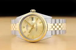 ROLEX MENS DATEJUST CHAMPAGNE DIAL 14K GOLD STAINLESS STEEL FOLDED JUBILEE WATCH