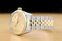 ROLEX MENS DATEJUST CHAMPAGNE DIAL 14K GOLD STAINLESS STEEL FOLDED JUBILEE WATCH