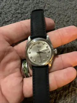 MENS GENUINE ROLEX 6426 OYSTER PRECISION STAINLESS STEEL DIAMOND BEZEL WATCH!